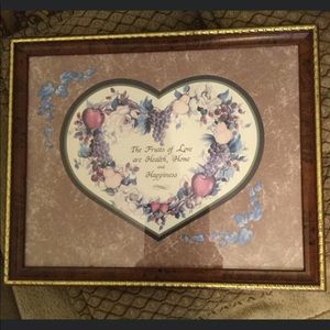 Vintage wall decor 1980’s Homco heart 16” x 13 home interior wood framed picture